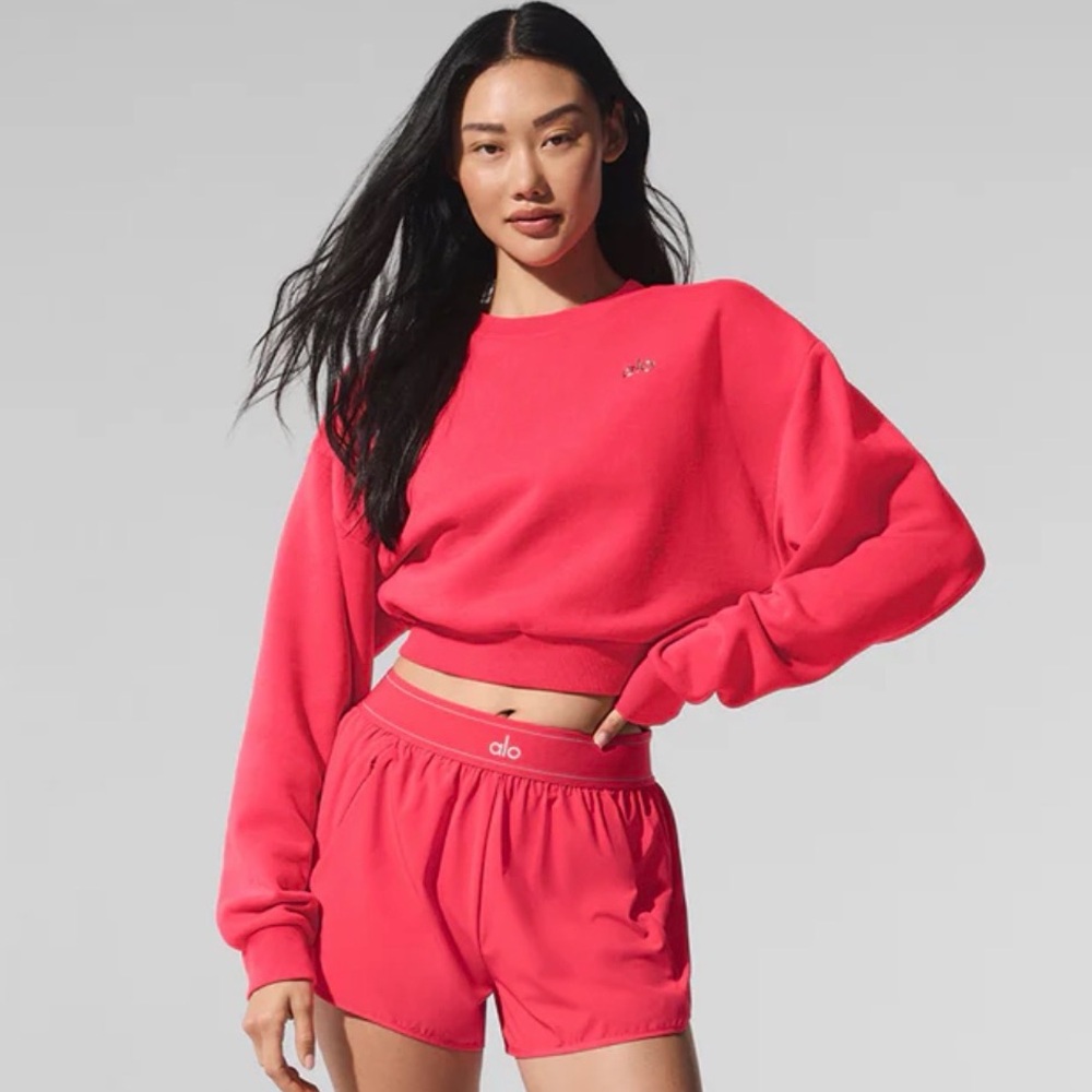Candy Red Cropped Alo Crewneck - Picture 5 of 5